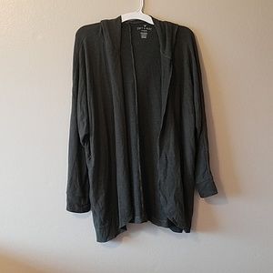 American Eagle | hooded, raw edge cardigan